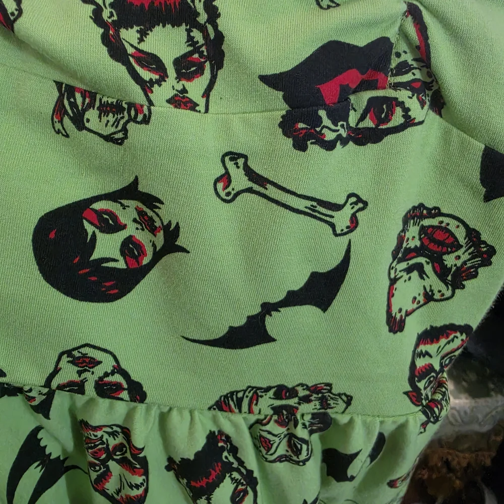 Vixen by Micheline Pitt Lime Green Gothic Print Midi Dress - Picture 2 of 7
